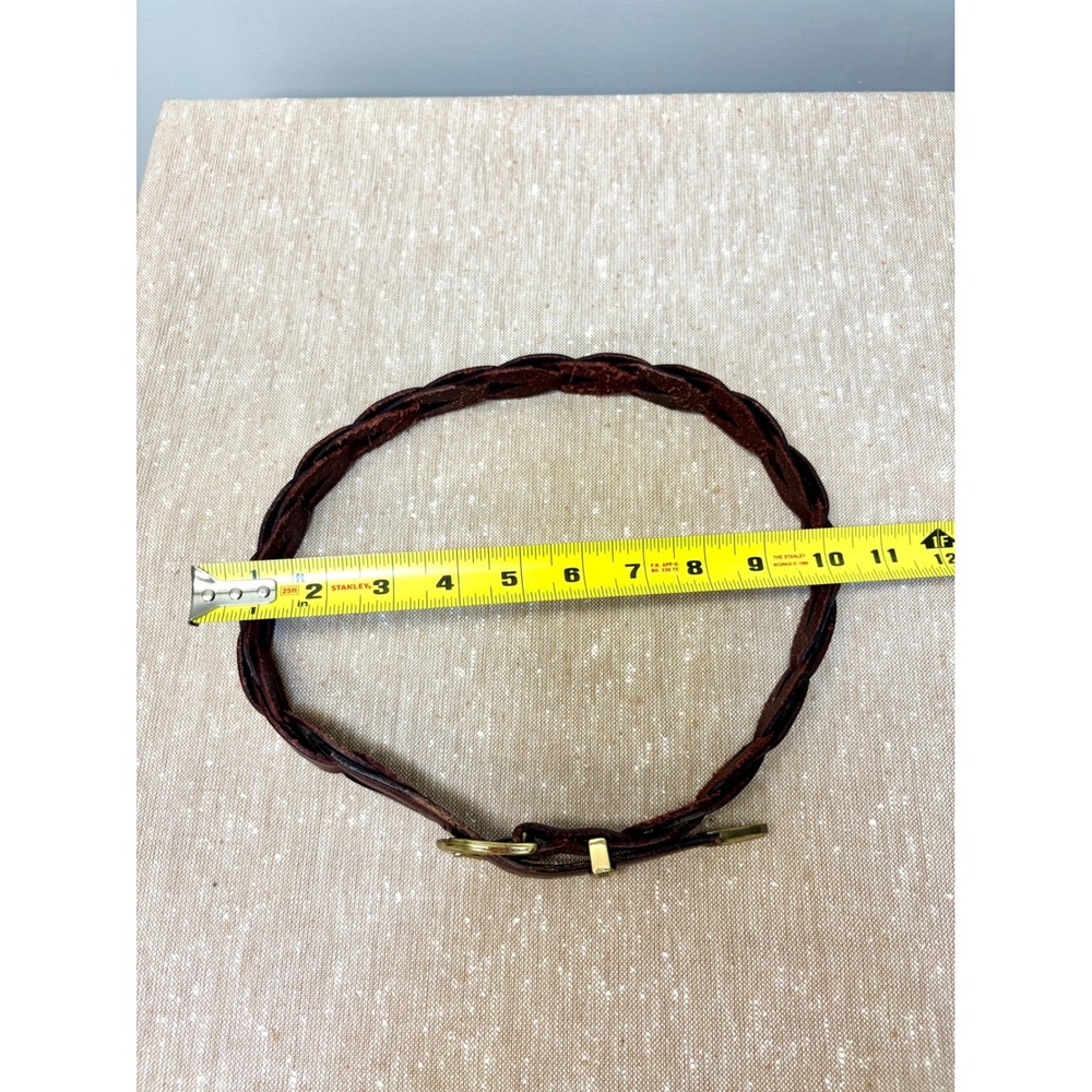 Vintage Braided Brown Leather Belt Handcrafted Mexico Brass Hardware 33in - Picture 9 of 11